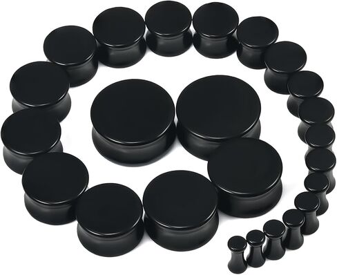 6G-26mm Acrylic Plastic Ear Gauges Tunnels Stretching Kit Double Flared Plugs Tunnels Expanders Stretcher Saddle Gauges Earrings for Men Women Black White Clear in Saudi Arabia