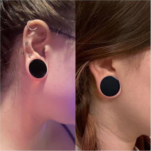 6G-26mm Acrylic Plastic Ear Gauges Tunnels Stretching Kit Double Flared Plugs Tunnels Expanders Stretcher Saddle Gauges Earrings for Men Women Black White Clear in Saudi Arabia