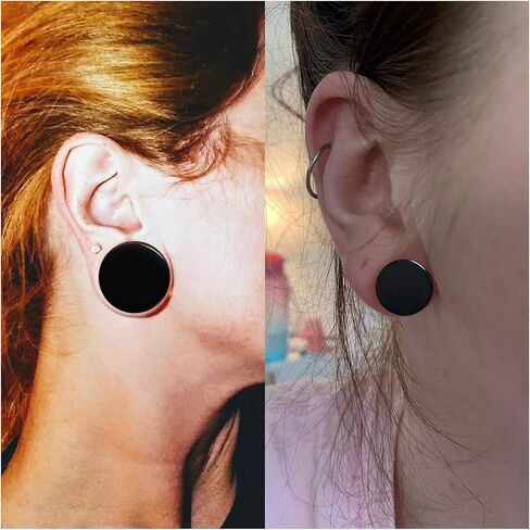 6G-26mm Acrylic Plastic Ear Gauges Tunnels Stretching Kit Double Flared Plugs Tunnels Expanders Stretcher Saddle Gauges Earrings for Men Women Black White Clear in Saudi Arabia