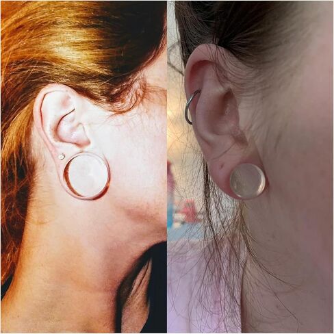 6G-26mm Acrylic Plastic Ear Gauges Tunnels Stretching Kit Double Flared Plugs Tunnels Expanders Stretcher Saddle Gauges Earrings for Men Women Black White Clear in Saudi Arabia