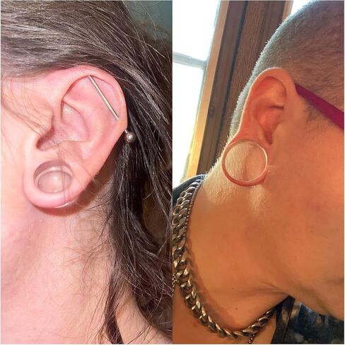 6G-26mm Acrylic Plastic Ear Gauges Tunnels Stretching Kit Double Flared Plugs Tunnels Expanders Stretcher Saddle Gauges Earrings for Men Women Black White Clear in Saudi Arabia