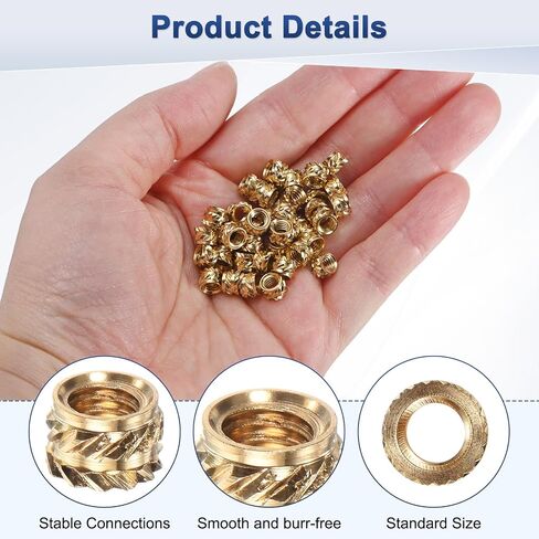 25-Pack Threaded Inserts - M6 x 9mm L x 9mm OD Brass Heat Set Insert Nuts, for 3D Printing Components/Plastic Parts/Miniature Electronics Female Metric Knurled Nuts in Saudi Arabia