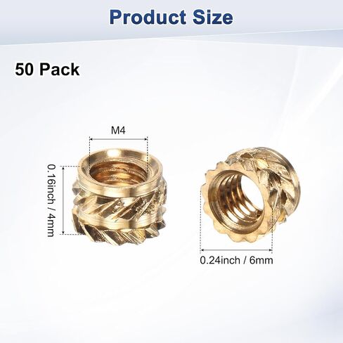 25-Pack Threaded Inserts - M6 x 9mm L x 9mm OD Brass Heat Set Insert Nuts, for 3D Printing Components/Plastic Parts/Miniature Electronics Female Metric Knurled Nuts in Saudi Arabia