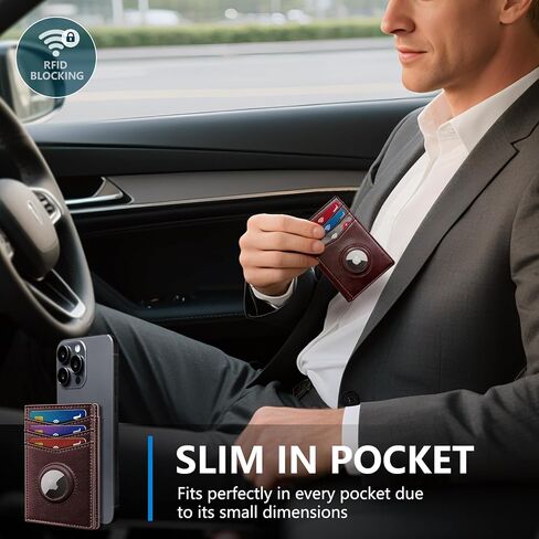 Airtag Slim Leather Wallet for Men - 12-Card Capacity, Magnetic Closure, Money Clip & Simplified Bill Compartment, RFID Blocking (4.3" x 3.0") | Gift Boxed in Saudi Arabia