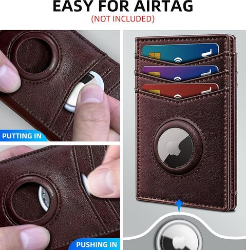 Airtag Slim Leather Wallet for Men - 12-Card Capacity, Magnetic Closure, Money Clip & Simplified Bill Compartment, RFID Blocking (4.3" x 3.0") | Gift Boxed in Saudi Arabia
