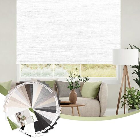 FineTell Motorized Blinds with Remote, 100% Blackout Roller Shades Compatible with Alexa,Apple Homekit,Google Home APP and Voice Control, Customized Electric Blinds (100% Blackout - Fabric Samples) in Saudi Arabia