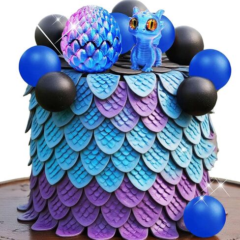 Black Dragon Cake Topper 3D Printed Dragon Eggs Cake Decorations Fantasy Dragon Birthday Party Favors Gold Black Balls Cake Toppers Baby Shower Decor in Kuwait