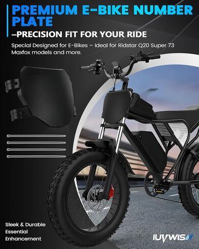 Electric Bike Number Plate E Bike Front Plate Compatible Fit for Ridstar Q20 Super 73 S1 S2 Y1 RX Macfox X1S X1S X X2 Commuter EBike Electric Mountain Bike Black in Saudi Arabia