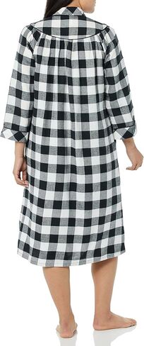 AmeriMark Women's Flannel Calf Length Snap Front Duster House Coat – Plush Bath Robe – Loose Plaid Bathrobe ¾ Sleeves in Saudi Arabia