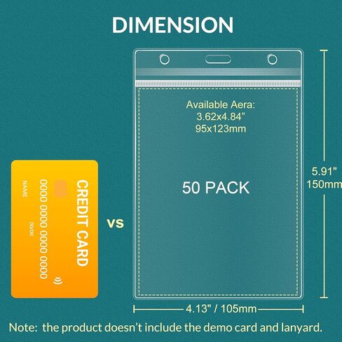 Bulk Acsurpo اسم العلامة الأسماء الأفقي 50 PCS ، نوبات قابلة للختم 3.5x2.25/2.25x3.5 بوصة إدراج شارة معرف سميك إضافي حاملات شارة اسم شارة الاسم المائي. in Kuwait