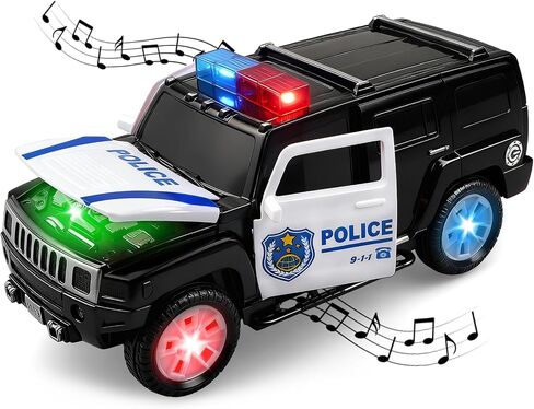 Police Car Toy with Lights and Siren Sounds for Boys Kids, Friction Powered 1:20 Diecast Plastic Pursuit Rescue Vehicle Car for Toddlers Ages 3 4 5 6 7 8 Birthday Gifts in Kuwait
