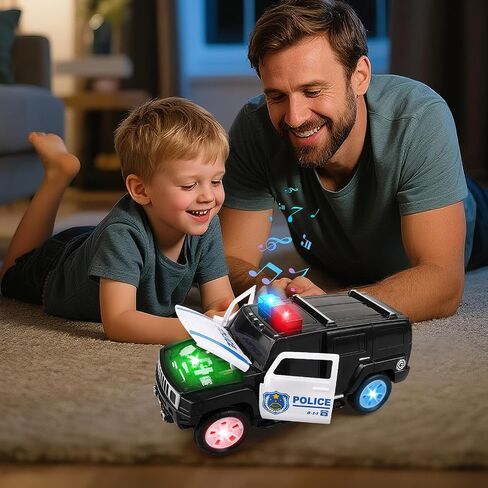 Police Car Toy with Lights and Siren Sounds for Boys Kids, Friction Powered 1:20 Diecast Plastic Pursuit Rescue Vehicle Car for Toddlers Ages 3 4 5 6 7 8 Birthday Gifts in Kuwait