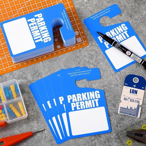 500 Pcs Parking Permit Hang Tags Bulk, Temporary Parking Passes Parking Placards Plastic Blank PVC 3 x 5 Inch for Car Rear View Mirror Windshield Vehicle Parking Management (Blue) in Kuwait