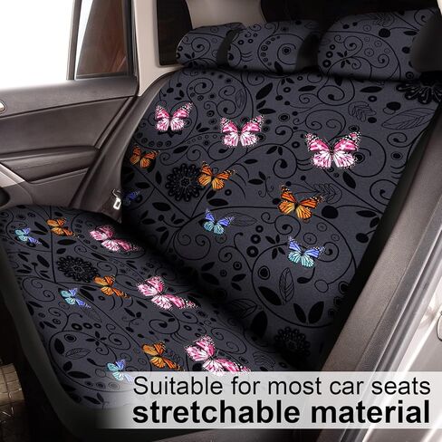 Tallew Butterfly Seat Covers Full Set for Women Butterfly Universal Car Accessories Rubber Steering Wheel Cover License Plate Frame Mirror Covers 26 Pcs Fit SUV Auto(Purple Style) in Saudi Arabia