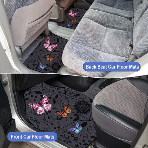 Tallew Butterfly Seat Covers Full Set for Women Butterfly Universal Car Accessories Rubber Steering Wheel Cover License Plate Frame Mirror Covers 26 Pcs Fit SUV Auto(Purple Style) in Saudi Arabia