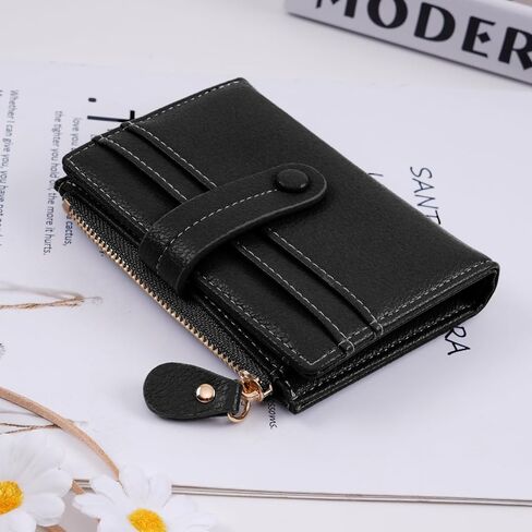 محفظة RFID للنساء ، محفظة سميكة Bifold Pu Leather Leany Wallet ، 10 جيوب مرنة عالية بطاقة السوستة الجيب مع نافذة معرف (قرمزي) in Saudi Arabia