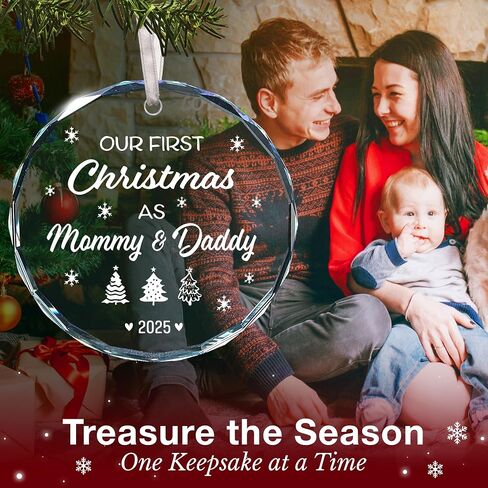 Baby First Christmas Ornament 2025 للآباء الجدد ، احتفل بعيد الميلاد الأول للطفل مع زخرفة 2025 الفريدة ، وهي مثالية للأم الجديدة والأب ، لأول مرة كعائلة مكونة من ثلاثة أفراد in Kuwait