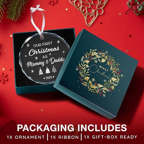 Baby First Christmas Ornament 2025 للآباء الجدد ، احتفل بعيد الميلاد الأول للطفل مع زخرفة 2025 الفريدة ، وهي مثالية للأم الجديدة والأب ، لأول مرة كعائلة مكونة من ثلاثة أفراد in Kuwait
