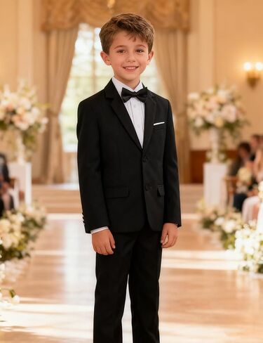 A & J Design Boys '5 - قطعة سهرة - سترة ، قميص ، سروال ، ربطة عنق وربطة عنق للأعمار من 6 إلى 16 عامًا - ارتداء رسمية أنيقة in Saudi Arabia