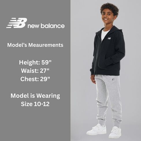 New Balance Boys Zip Up Hoodie – Full Zip Premium Cotton Blended Fleece Sweatshirt with Lined Hood, Comfortable Fit in Saudi Arabia