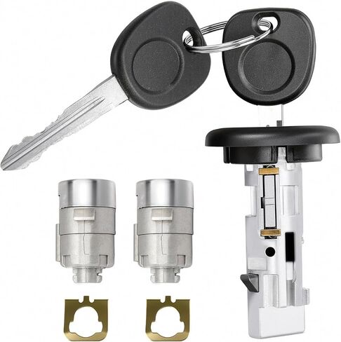 Ignition Switch & Door Lock Cylinder Kit with Keys Compatible with Ford E-150 E-250 E-350 F-150 F-250 F-350 Econoline Replacement LC6177, DL5885x2, 597638 No Chip in Saudi Arabia
