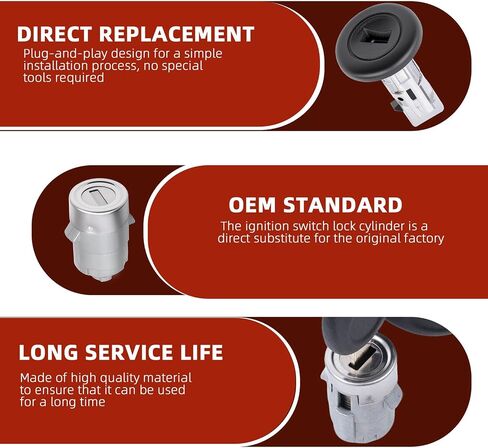 Ignition Switch & Door Lock Cylinder Kit with Keys Compatible with Ford E-150 E-250 E-350 F-150 F-250 F-350 Econoline Replacement LC6177, DL5885x2, 597638 No Chip in Saudi Arabia