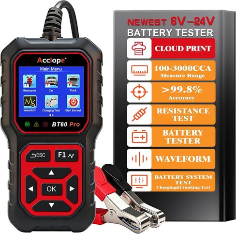 BT60 Pro Acclope Car Battery Tester مع الطباعة السحابية 100-3000 CCA 6V 12V 24V AGM Lithium Gel Battery Checker Automotive Adalyder Digital Analyzer Operging System Oper Truck-Use-Use-Use. in Kuwait