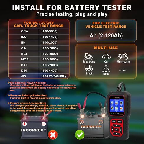 BT60 Pro Acclope Car Battery Tester مع الطباعة السحابية 100-3000 CCA 6V 12V 24V AGM Lithium Gel Battery Checker Automotive Adalyder Digital Analyzer Operging System Oper Truck-Use-Use-Use. in Kuwait