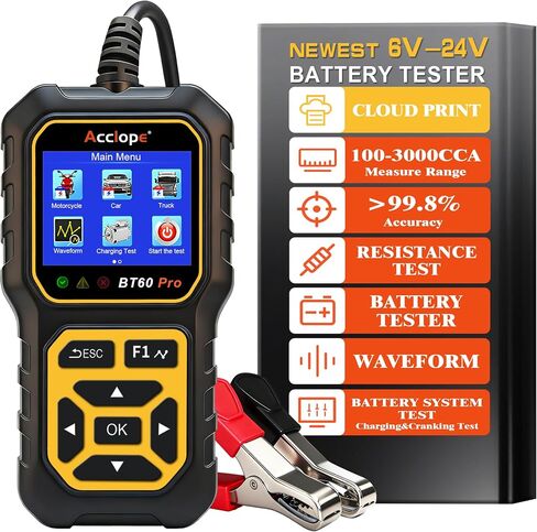 BT60 Pro Acclope Car Battery Tester مع الطباعة السحابية 100-3000 CCA 6V 12V 24V AGM Lithium Gel Battery Checker Automotive Adalyder Digital Analyzer Operging System Oper Truck-Use-Use-Use. in Saudi Arabia