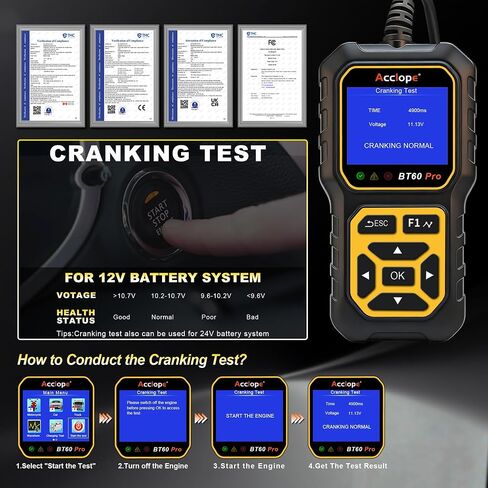 BT60 Pro Acclope Car Battery Tester مع الطباعة السحابية 100-3000 CCA 6V 12V 24V AGM Lithium Gel Battery Checker Automotive Adalyder Digital Analyzer Operging System Oper Truck-Use-Use-Use. in Saudi Arabia