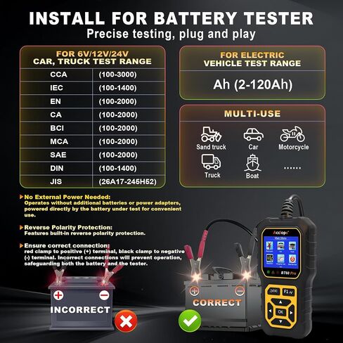 BT60 Pro Acclope Car Battery Tester مع الطباعة السحابية 100-3000 CCA 6V 12V 24V AGM Lithium Gel Battery Checker Automotive Adalyder Digital Analyzer Operging System Oper Truck-Use-Use-Use. in Saudi Arabia