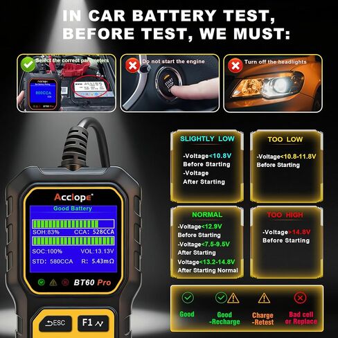 BT60 Pro Acclope Car Battery Tester مع الطباعة السحابية 100-3000 CCA 6V 12V 24V AGM Lithium Gel Battery Checker Automotive Adalyder Digital Analyzer Operging System Oper Truck-Use-Use-Use. in Saudi Arabia