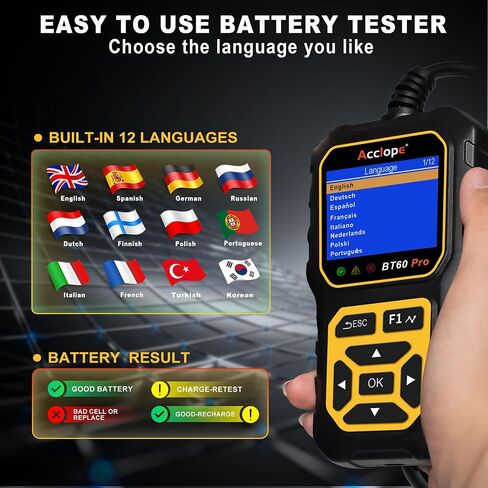BT60 Pro Acclope Car Battery Tester مع الطباعة السحابية 100-3000 CCA 6V 12V 24V AGM Lithium Gel Battery Checker Automotive Adalyder Digital Analyzer Operging System Oper Truck-Use-Use-Use. in Saudi Arabia