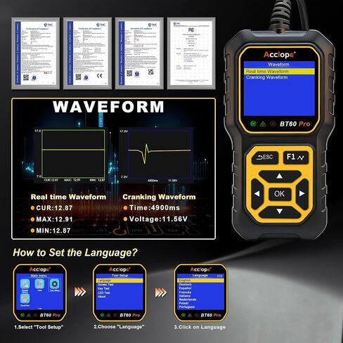 BT60 Pro Acclope Car Battery Tester مع الطباعة السحابية 100-3000 CCA 6V 12V 24V AGM Lithium Gel Battery Checker Automotive Adalyder Digital Analyzer Operging System Oper Truck-Use-Use-Use. in Saudi Arabia