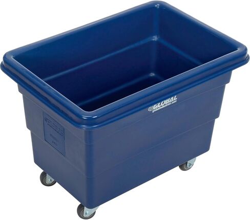 Global Industrial 6 Bushel Plastic Bulk Box Truck, Direct Mount Base, 500 lbs. Capacity, 3" Non-Maring Rubber Casters, Blue, 33-2/5"L x 23" W x 24-1/2"H in Saudi Arabia