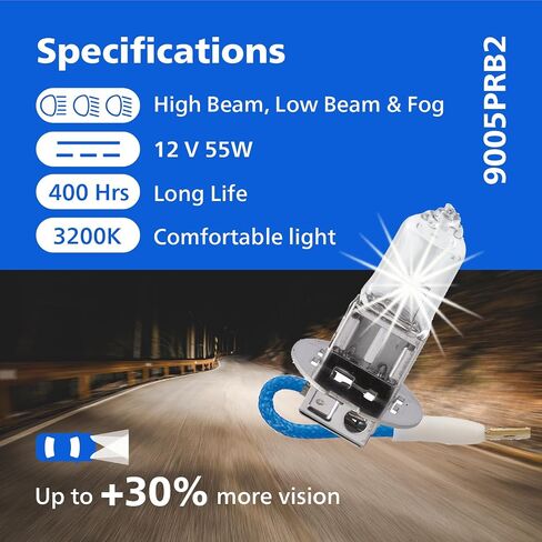 Philips 9006 Vision Upgrade Headlight Bulb with up to 30% More Vision, 1 Pack in Kuwait