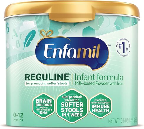تركيبة Enfamil Reguline Baby، مصممة للبراز الناعم والمريح، مع أوميغا 3 DHA والبروبيوتيك لدعم المناعة، حوض مسحوق قابل لإعادة الاستخدام، 19.5 أونصة (عبوة من 4) in Kuwait