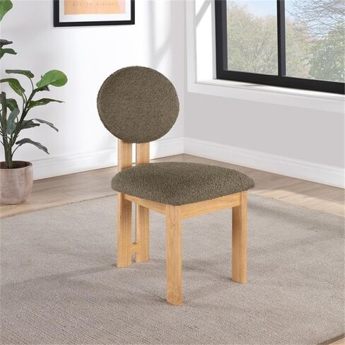 مجموعة Meridian Furniture Napa Collection كرسي طعام منجد حديث لمنتصف القرن مع نسيج بوكل غني، إطار خشبي صلب، تصميم معاصر، مجموعة من 2، 17.5 بوصة عرض × 21 بوصة عمق × 32 بوصة ارتفاع، كريمي in Kuwait