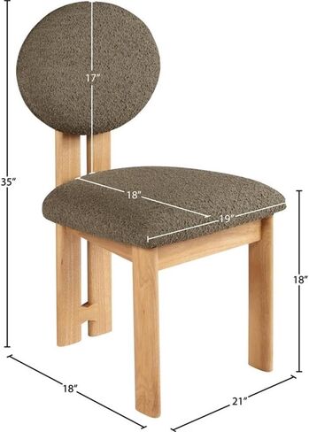 مجموعة Meridian Furniture Napa Collection كرسي طعام منجد حديث لمنتصف القرن مع نسيج بوكل غني، إطار خشبي صلب، تصميم معاصر، مجموعة من 2، 17.5 بوصة عرض × 21 بوصة عمق × 32 بوصة ارتفاع، كريمي in Kuwait