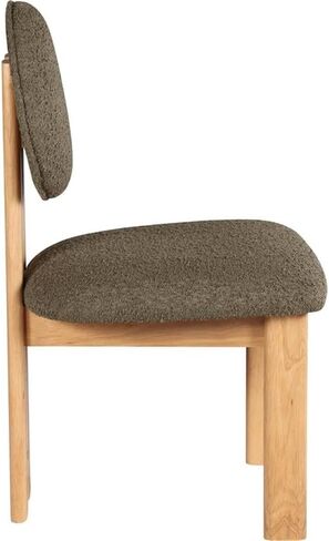 مجموعة Meridian Furniture Napa Collection كرسي طعام منجد حديث لمنتصف القرن مع نسيج بوكل غني، إطار خشبي صلب، تصميم معاصر، مجموعة من 2، 17.5 بوصة عرض × 21 بوصة عمق × 32 بوصة ارتفاع، كريمي in Kuwait