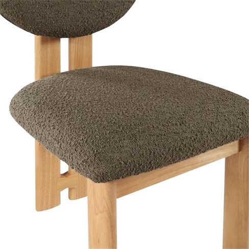 مجموعة Meridian Furniture Napa Collection كرسي طعام منجد حديث لمنتصف القرن مع نسيج بوكل غني، إطار خشبي صلب، تصميم معاصر، مجموعة من 2، 17.5 بوصة عرض × 21 بوصة عمق × 32 بوصة ارتفاع، كريمي in Kuwait