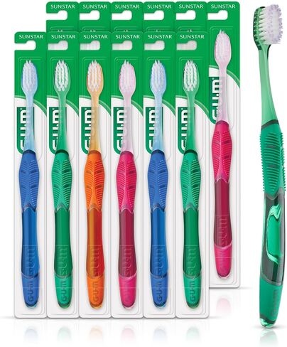 GUM Technique Deep Clean Toothbrush - Compact Soft - Soft Toothbrushes for Adults with Sensitive Gums - Extra Fine Bristles, 1ct (12pk) in Saudi Arabia