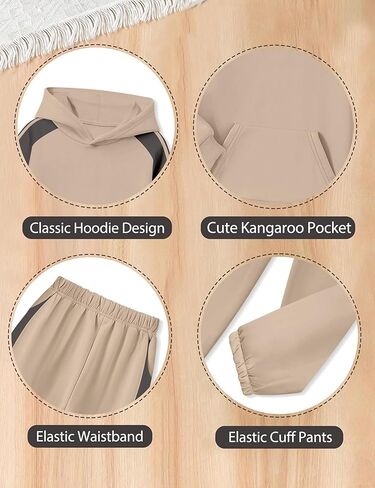 ملابس الأولاد هوديي الأطفال ملابس الأولاد مجموعات ألوان شريط التعرق 2pcs ملابس طويلة الأكمام مع الجيب 6-12y in Kuwait