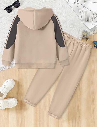 ملابس الأولاد هوديي الأطفال ملابس الأولاد مجموعات ألوان شريط التعرق 2pcs ملابس طويلة الأكمام مع الجيب 6-12y in Kuwait