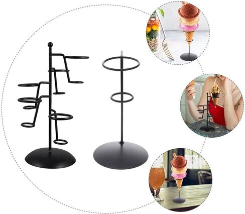 OperItacx 2pcs آيس كريم مخروط مخروط الحديد شاشة الحديد حامل رفوف وافل المخاريط حامل الرف in Kuwait