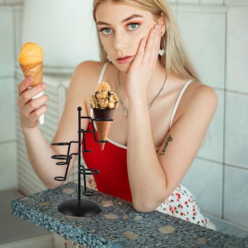 OperItacx 2pcs آيس كريم مخروط مخروط الحديد شاشة الحديد حامل رفوف وافل المخاريط حامل الرف in Kuwait