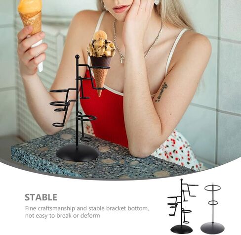 OperItacx 2pcs آيس كريم مخروط مخروط الحديد شاشة الحديد حامل رفوف وافل المخاريط حامل الرف in Kuwait