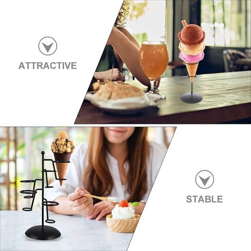 OperItacx 2pcs آيس كريم مخروط مخروط الحديد شاشة الحديد حامل رفوف وافل المخاريط حامل الرف in Kuwait