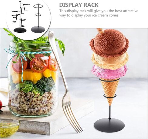 OperItacx 2pcs آيس كريم مخروط مخروط الحديد شاشة الحديد حامل رفوف وافل المخاريط حامل الرف in Kuwait