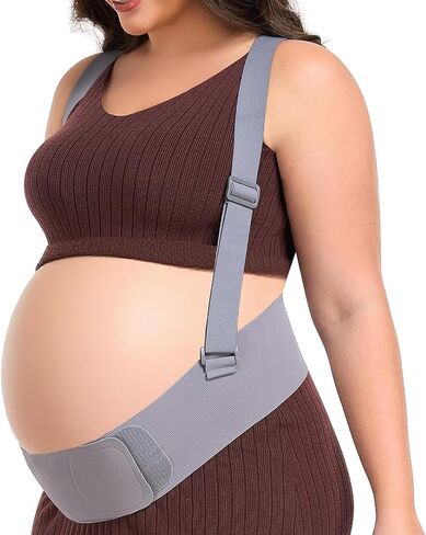 Belly Bands for Pregnant Women, Pregnancy Belly Band with Adjustable Support Brace Straps, Maternity Belt for Back, Abdomen and Waist (Gray,L) in Kuwait